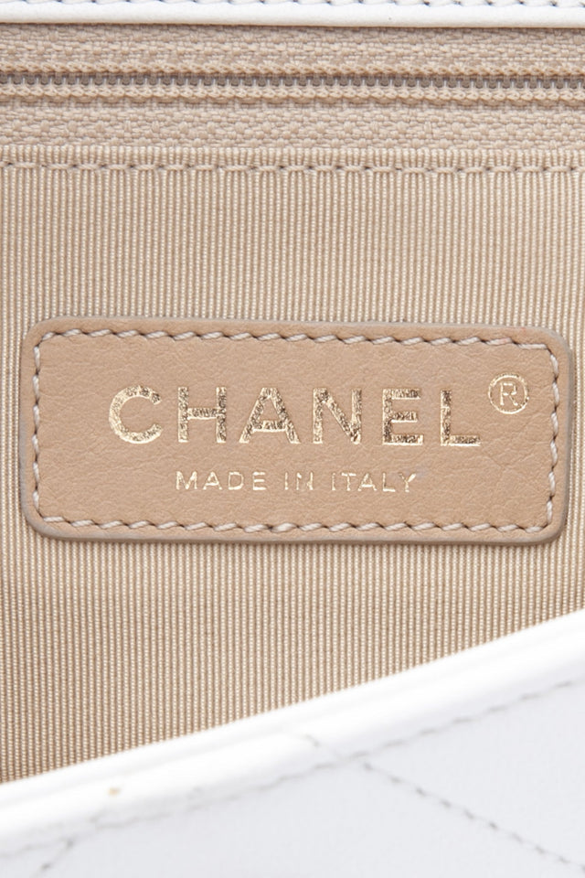 CHANEL White Lambskin A Real Catch Flap Bag