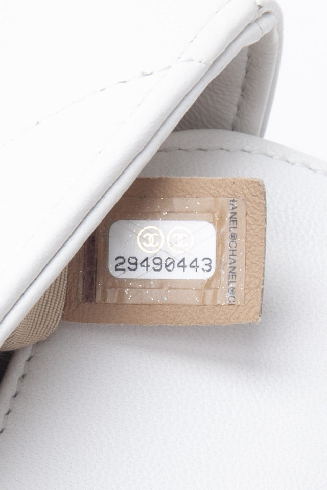 CHANEL White Lambskin A Real Catch Flap Bag