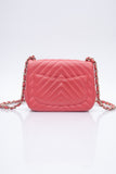 CHANEL Chevron Pink Lambskin Square Mini Flap Bag
