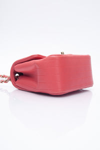 CHANEL Chevron Pink Lambskin Square Mini Flap Bag