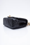 CHANEL Black Metal Quilted Lambskin Leather Mini Top Handle Square Flap Bag