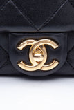 CHANEL Black Metal Quilted Lambskin Leather Mini Top Handle Square Flap Bag