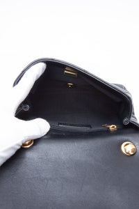 CHANEL Black Metal Quilted Lambskin Leather Mini Top Handle Square Flap Bag