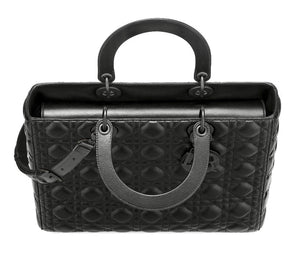 CHRISTIAN DIOR LARGE ULTRA MATTE BLACK LADY DIOR BAG