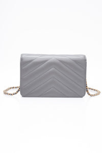 CHANEL Gray Lambskin Chevron Medallion WOC Wallet on Chain