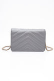 CHANEL Gray Lambskin Chevron Medallion WOC Wallet on Chain
