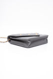 CHANEL Gray Lambskin Chevron Medallion WOC Wallet on Chain