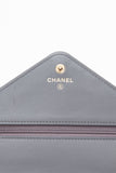 CHANEL Gray Lambskin Chevron Medallion WOC Wallet on Chain