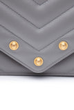 CHANEL Gray Lambskin Chevron Medallion WOC Wallet on Chain