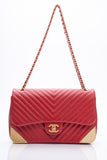 CHANEL Lambskin Rock the Corner Chevron Flap Red Bag