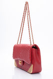 CHANEL Lambskin Rock the Corner Chevron Flap Red Bag