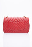 CHANEL Lambskin Rock the Corner Chevron Flap Red Bag
