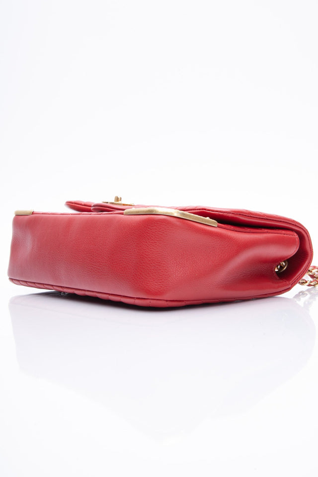 CHANEL Lambskin Rock the Corner Chevron Flap Red Bag