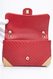 CHANEL Lambskin Rock the Corner Chevron Flap Red Bag
