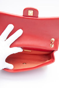 CHANEL Lambskin Rock the Corner Chevron Flap Red Bag