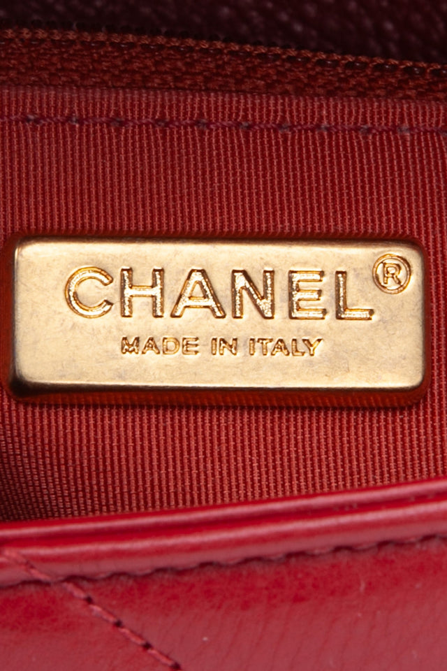 CHANEL Lambskin Rock the Corner Chevron Flap Red Bag