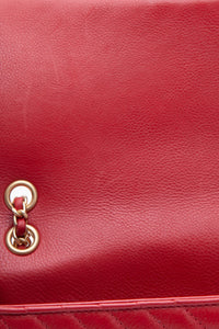 CHANEL Lambskin Rock the Corner Chevron Flap Red Bag