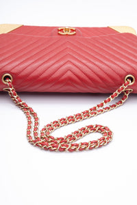 CHANEL Lambskin Rock the Corner Chevron Flap Red Bag