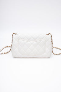 CHANEL Calfskin Quilted Mini Romance Rectangular Flap White