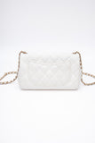 CHANEL Calfskin Quilted Mini Romance Rectangular Flap White