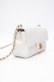 CHANEL Calfskin Quilted Mini Romance Rectangular Flap White