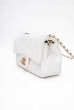 CHANEL Calfskin Quilted Mini Romance Rectangular Flap White