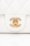CHANEL Calfskin Quilted Mini Romance Rectangular Flap White