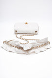 CHANEL Calfskin Quilted Mini Romance Rectangular Flap White