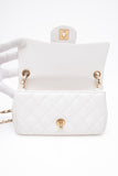 CHANEL Calfskin Quilted Mini Romance Rectangular Flap White