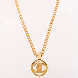 CHANEL 1997 Made Round Cutout Turn-Lock Necklace