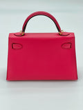 Hermes Kelly 20 Mini Epsom Rose Extreme Gold Hardware