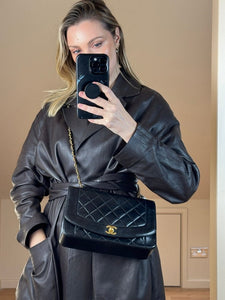 Vintage Chanel Diana Black Single Flap with 24k gold plated hardware