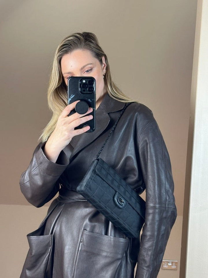 Chanel Black Nylon Travel Line Chocolate Bar Flap Bag