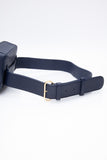 CHANEL Blue Navy Grained Calfskin Embroidered Captain Gold Flap Belt Bag