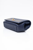 CHANEL Blue Navy Grained Calfskin Embroidered Captain Gold Flap Belt Bag