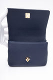 CHANEL Blue Navy Grained Calfskin Embroidered Captain Gold Flap Belt Bag