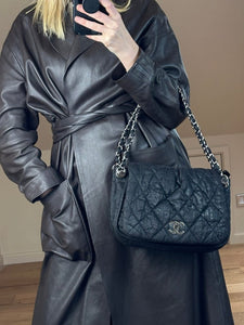 Chanel Black Textured Coated Nylon Flap Bag