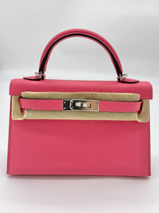 Hermes Mini Kelly II Sellier Epsom Rose Azalee Palladium Hardware