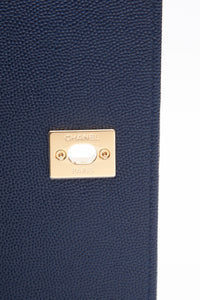 CHANEL Blue Navy Grained Calfskin Embroidered Captain Gold Flap Belt Bag
