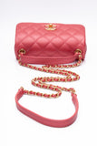 CHANEL Dark Pink Diamond Quilted Metallic Calfskin Mini Business Affinity (New)