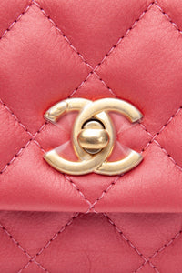 CHANEL Dark Pink Diamond Quilted Metallic Calfskin Mini Business Affinity (New)