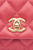CHANEL Dark Pink Diamond Quilted Metallic Calfskin Mini Business Affinity (New)