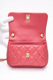 CHANEL Dark Pink Diamond Quilted Metallic Calfskin Mini Business Affinity (New)