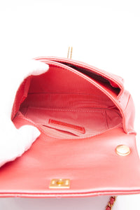 CHANEL Dark Pink Diamond Quilted Metallic Calfskin Mini Business Affinity (New)