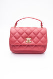 CHANEL Dark Pink Diamond Quilted Metallic Calfskin Mini Business Affinity (New)