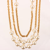 CHANEL Triple Pearl Long Chain Necklace
