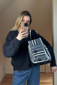 Chanel 2005 Logo Printed Striped Bag