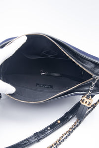 CHANEL Navy Paris Hamburg Felt Gabrielle Hobo Embroidered Wool and Calfskin