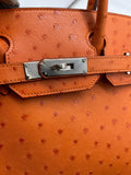Hermes Birkin 30 Ostrich 5K Tangerine Palladium Hardware