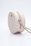 CHANEL Cream Calfskin Quilted Pearl Round Crossbody Bag
